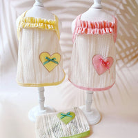 HKM-5237949 Sweetheart Embroidered Cool Breathable Vest for Cats and Dogs - Cream Yellow, Avocado Green, Pink, Size XS-XL