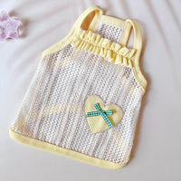 HKM-5237949 Sweetheart Embroidered Cool Breathable Vest for Cats and Dogs - Cream Yellow, Avocado Green, Pink, Size XS-XL