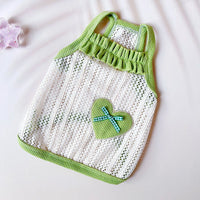 HKM-5237949 Sweetheart Embroidered Cool Breathable Vest for Cats and Dogs - Cream Yellow, Avocado Green, Pink, Size XS-XL