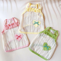 HKM-5237949 Sweetheart Embroidered Cool Breathable Vest for Cats and Dogs - Cream Yellow, Avocado Green, Pink, Size XS-XL