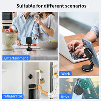 HKM-523987 360-Degree Adjustable Car Phone Holder with 10W Wireless Charging and Dual Vacuum Suction Cups