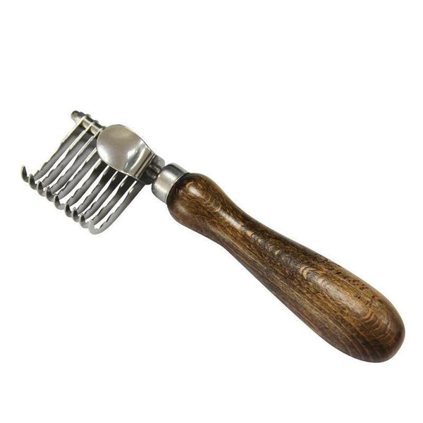 HKM-523987 Walnut Knot Comb for Pets - Stainless Steel Grooming Tool (15.2cm x 4cm)