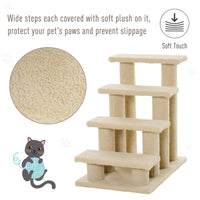 HKM-5241405 4-Step Multi-Level Carpeted Cat Scratching Post and Pet Stairs for Senior and Recovering Cats