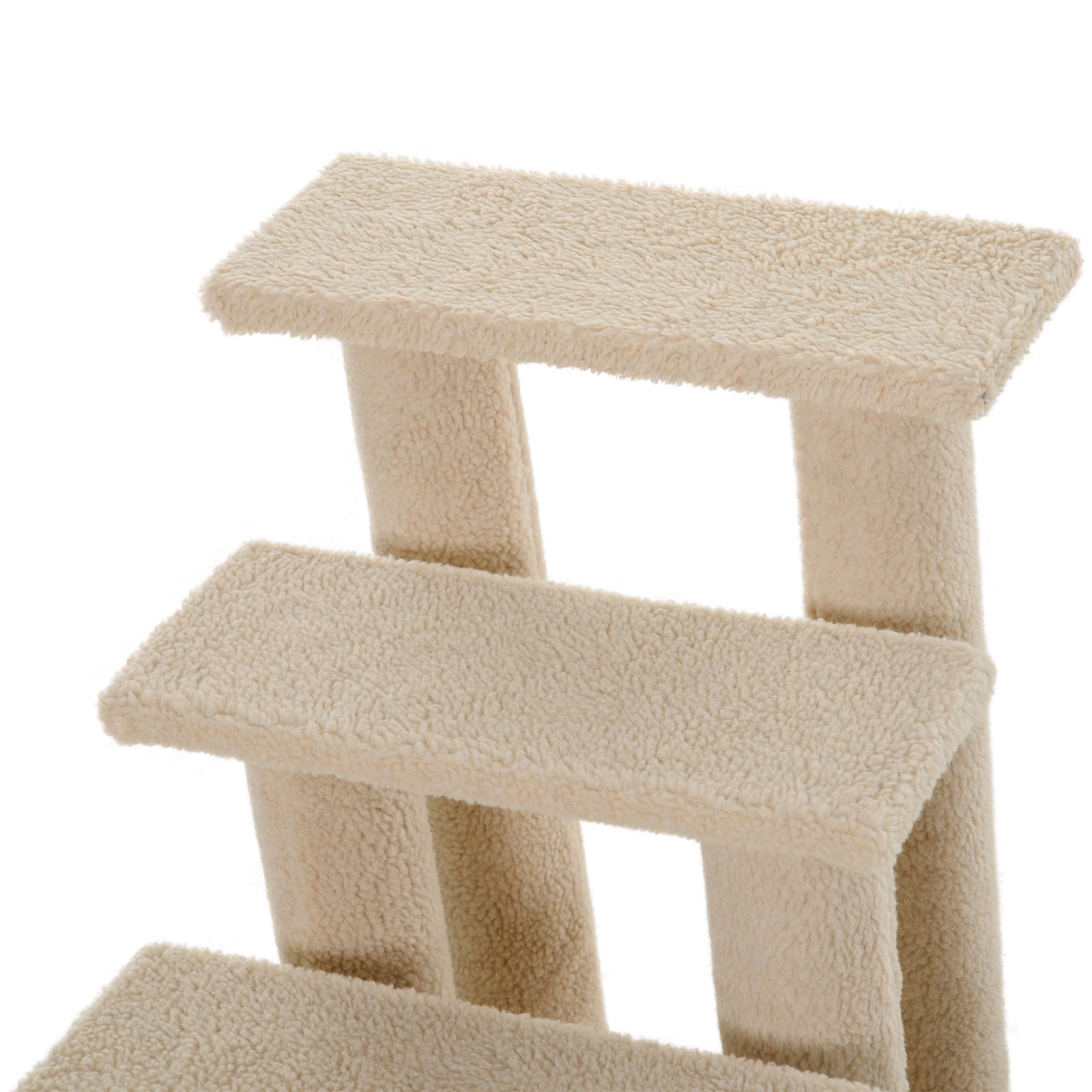 HKM-5241405 4-Step Multi-Level Carpeted Cat Scratching Post and Pet Stairs for Senior and Recovering Cats