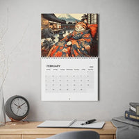 HKM-524179 2025 Sleepy Cats of Edo Wall Calendar for Cat Lovers, Modern Simplicity Design