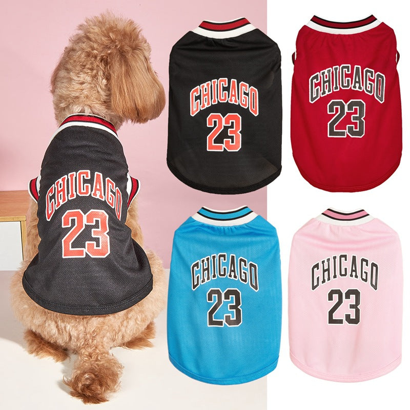 HKM-5242301 Casual Mesh Polyester Basketball Vest for Dogs in Multiple Sizes