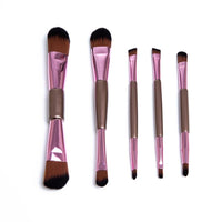 HKM-524307 5-Piece Double-Ended Rose Gold Makeup Brush Set for Liquid Foundation and Eyeshadow Application