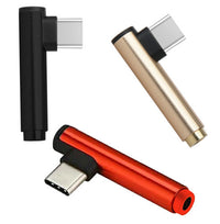 HKM-524307 Aluminum Alloy 2-in-1 Type-C Audio Adapter with Elbow Design