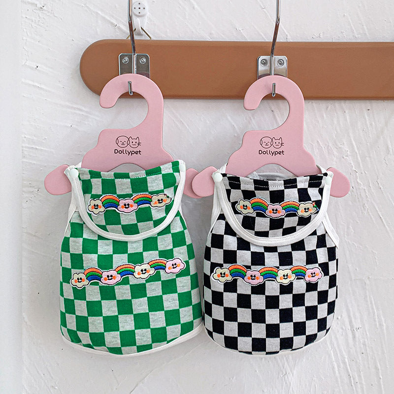 HKM-5243709 Stylish Plaid Vest for Pets in Green and White or Black and White Patterns