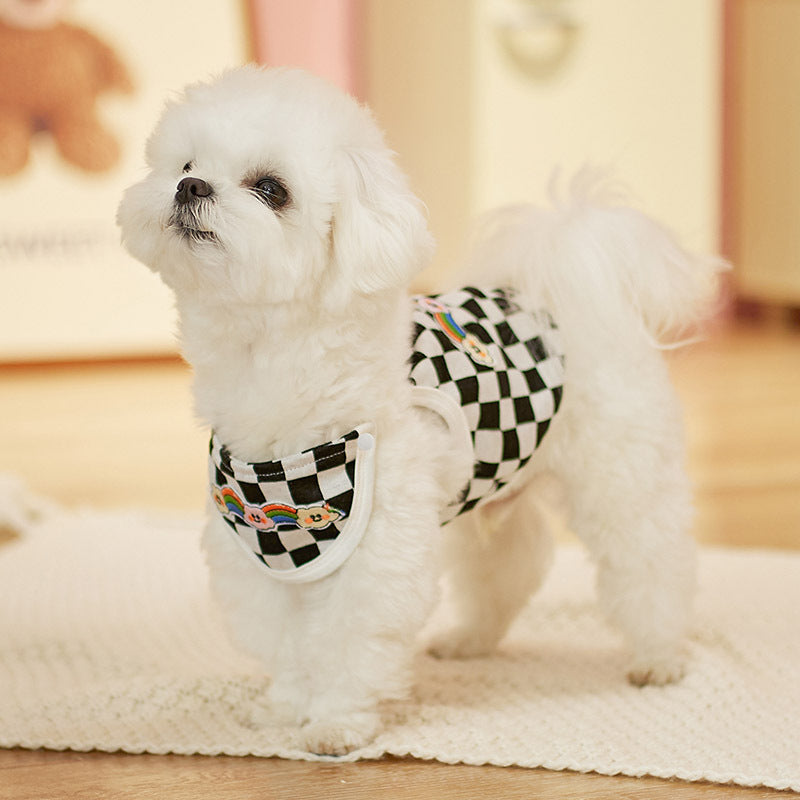 HKM-5243709 Stylish Plaid Vest for Pets in Green and White or Black and White Patterns