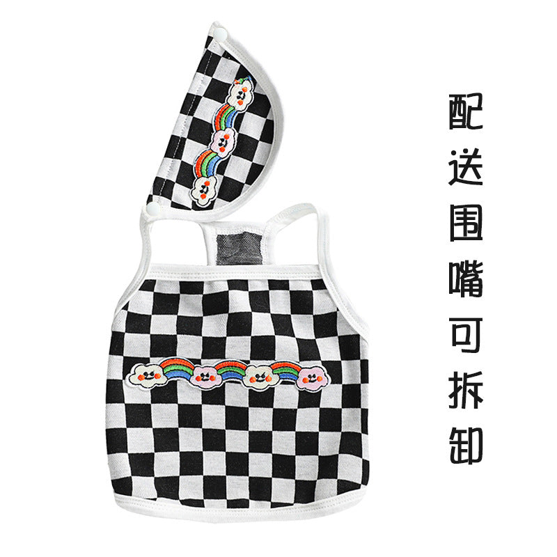 HKM-5243709 Stylish Plaid Vest for Pets in Green and White or Black and White Patterns