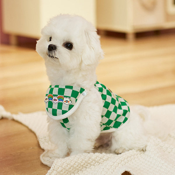 HKM-5243709 Stylish Plaid Vest for Pets in Green and White or Black and White Patterns