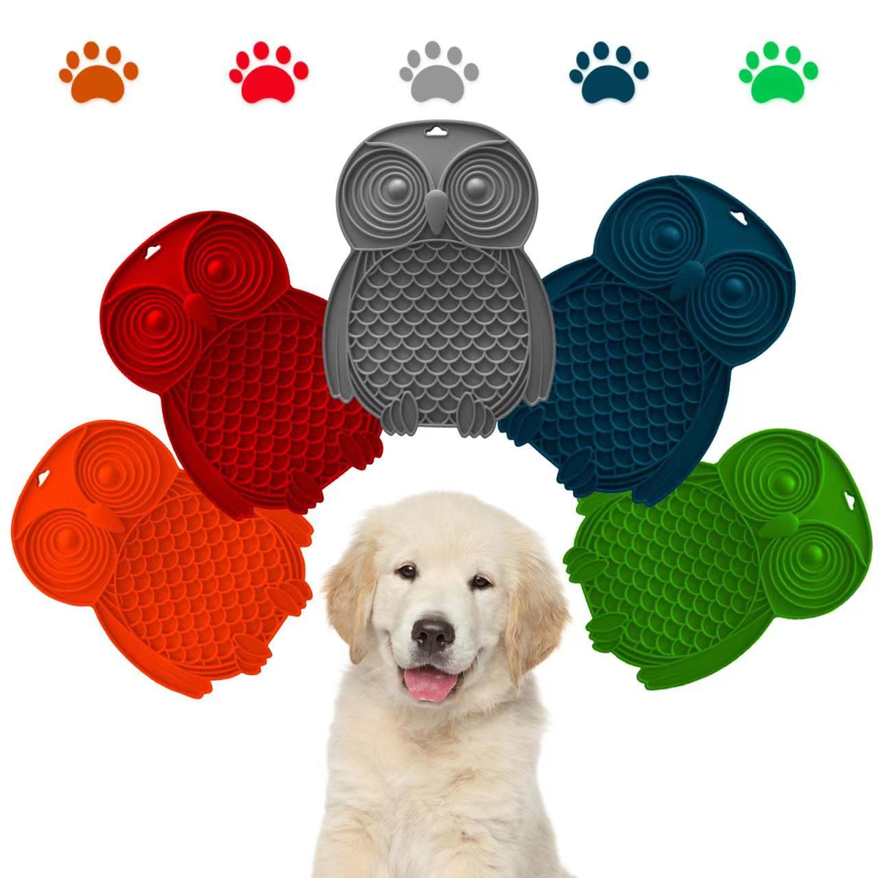 HKM-5244093 Pet Silicone Licking Mat for Dogs - Owl Design, 27x20cm, Multiple Colors Available