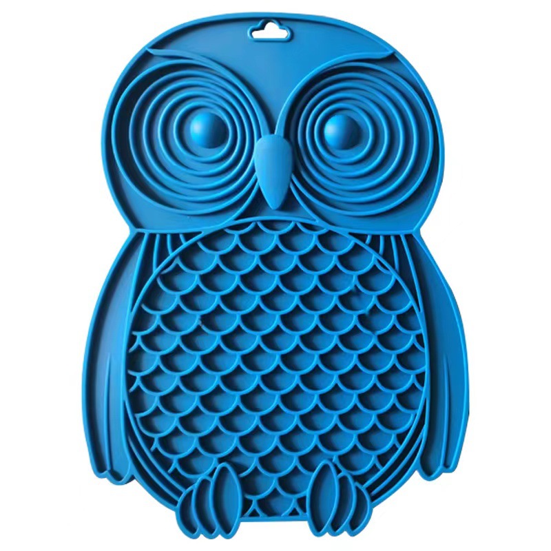 HKM-5244093 Pet Silicone Licking Mat for Dogs - Owl Design, 27x20cm, Multiple Colors Available