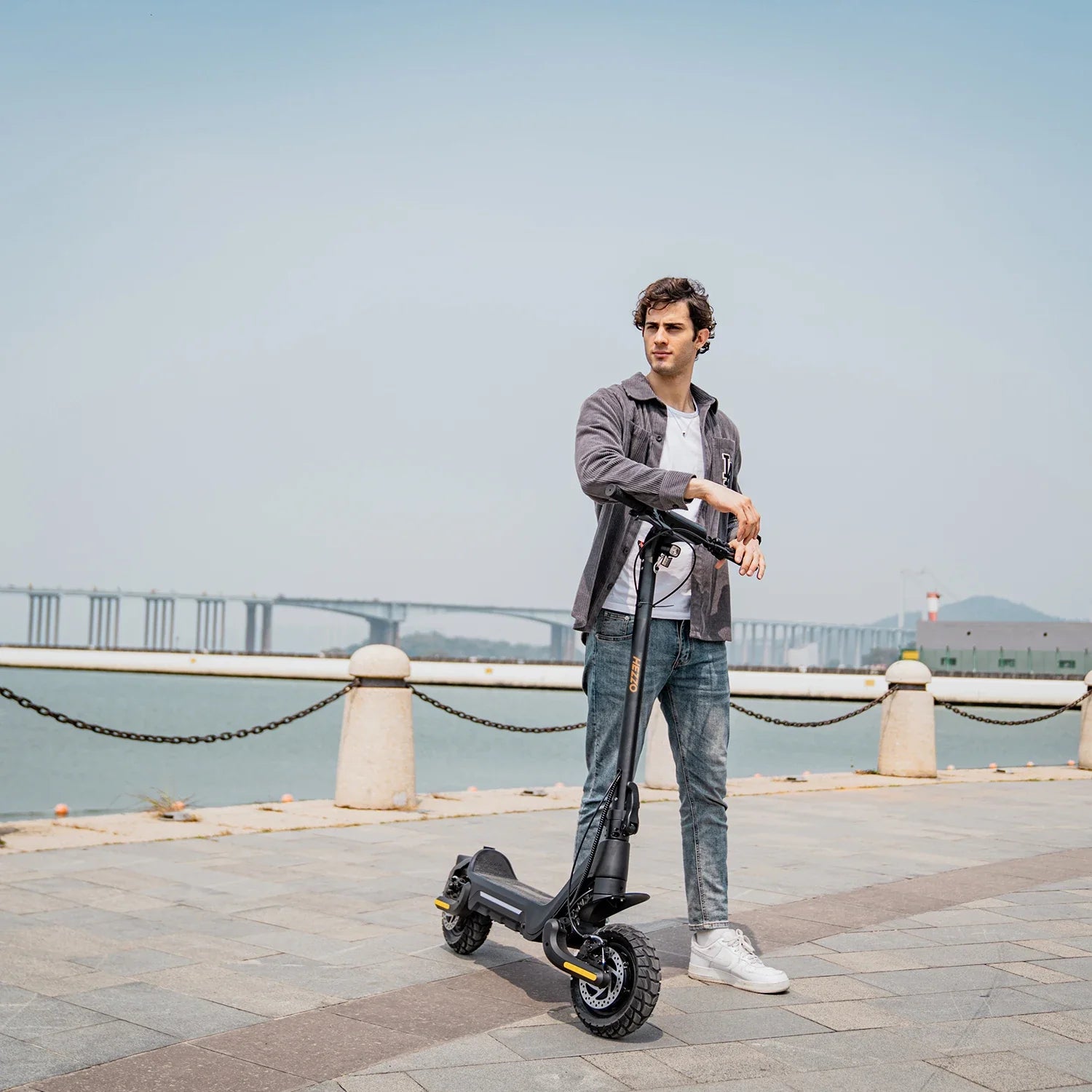 HKM-524435 F5 10-Inch Folding Electric Kick Scooter with 1600W Dual Motors, 50KM Range, Full Suspension