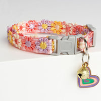 HKM-5245885 Lace Embroidery Trim Pet Collar for Cats in Floral Patterns