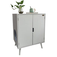 HKM-5247549 Cat Nest Cupboard in White, Orange, Red, Milky White, and Log Color+White Wood Finish