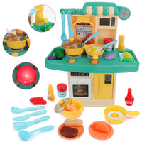 HKM-524755 Realistic Sounds and Lights Kitchen Playset for Kids - 23-Piece Role Play Cooking Toy Set