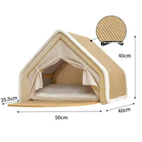 HKM-5247933 Durable Wood Cat Tent with Scratch Board - Plus-Sized Design for Comfort