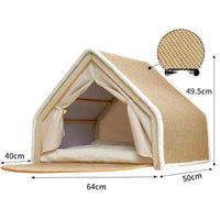HKM-5247933 Durable Wood Cat Tent with Scratch Board - Plus-Sized Design for Comfort