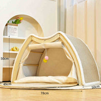 HKM-5247933 Durable Wood Cat Tent with Scratch Board - Plus-Sized Design for Comfort