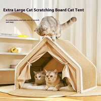 HKM-5247933 Durable Wood Cat Tent with Scratch Board - Plus-Sized Design for Comfort