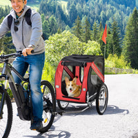 HKM-5249341 Compact Pet Bike Trailer for Medium Dogs with Weather Shield and Multiple Entrances