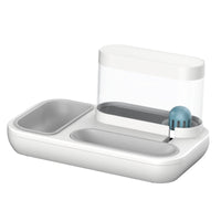 HKM-5249853 Automatic Cat Feeder and Water Dispenser with Double Bowl Design, 1500ml Capacity, Snow Mountain White and Starry Blue