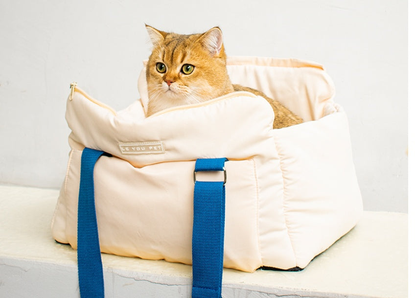 HKM-5250109 Portable Cat Carrier Bag - Soft Peach Skin Velvet with Spray Gum Cotton Filling, 45 x 35 x 26.5 cm