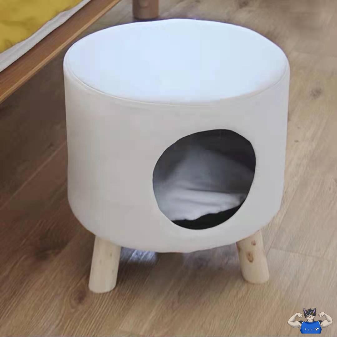 HKM-5250493 Dual-Use Cat Nest Bench in Gray and Milky White for Cats Under 16 Jin