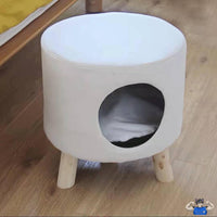 HKM-5250493 Dual-Use Cat Nest Bench in Gray and Milky White for Cats Under 16 Jin