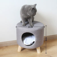 HKM-5250493 Dual-Use Cat Nest Bench in Gray and Milky White for Cats Under 16 Jin