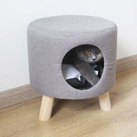 HKM-5250493 Dual-Use Cat Nest Bench in Gray and Milky White for Cats Under 16 Jin