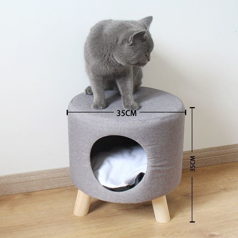 HKM-5250493 Dual-Use Cat Nest Bench in Gray and Milky White for Cats Under 16 Jin