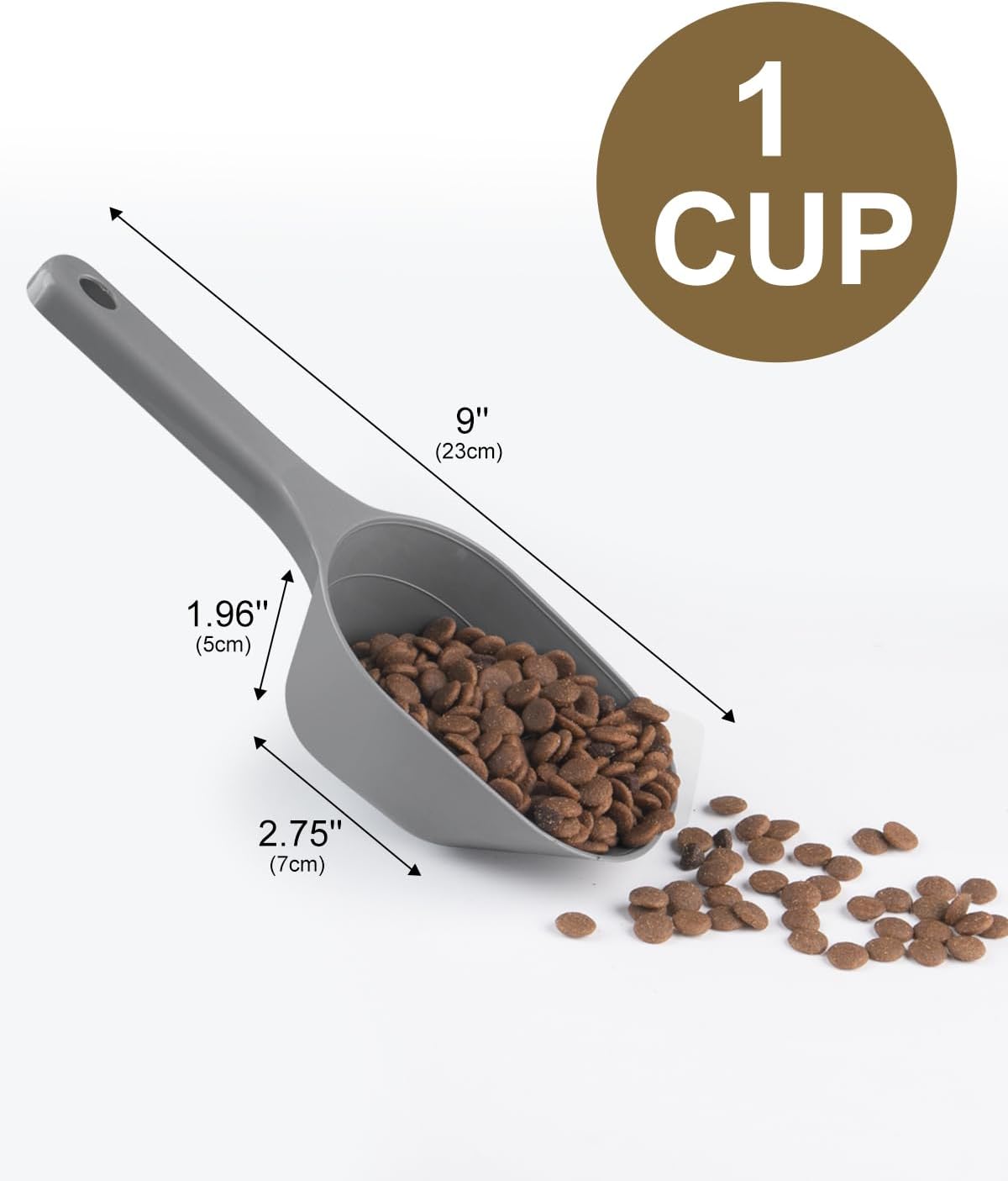 HKM-5251133 Pet Food Scoop with Measurement Lines for Accurate Portioning - 1 Cup Capacity, BPA-Free Plastic, Eco-Friendly Design