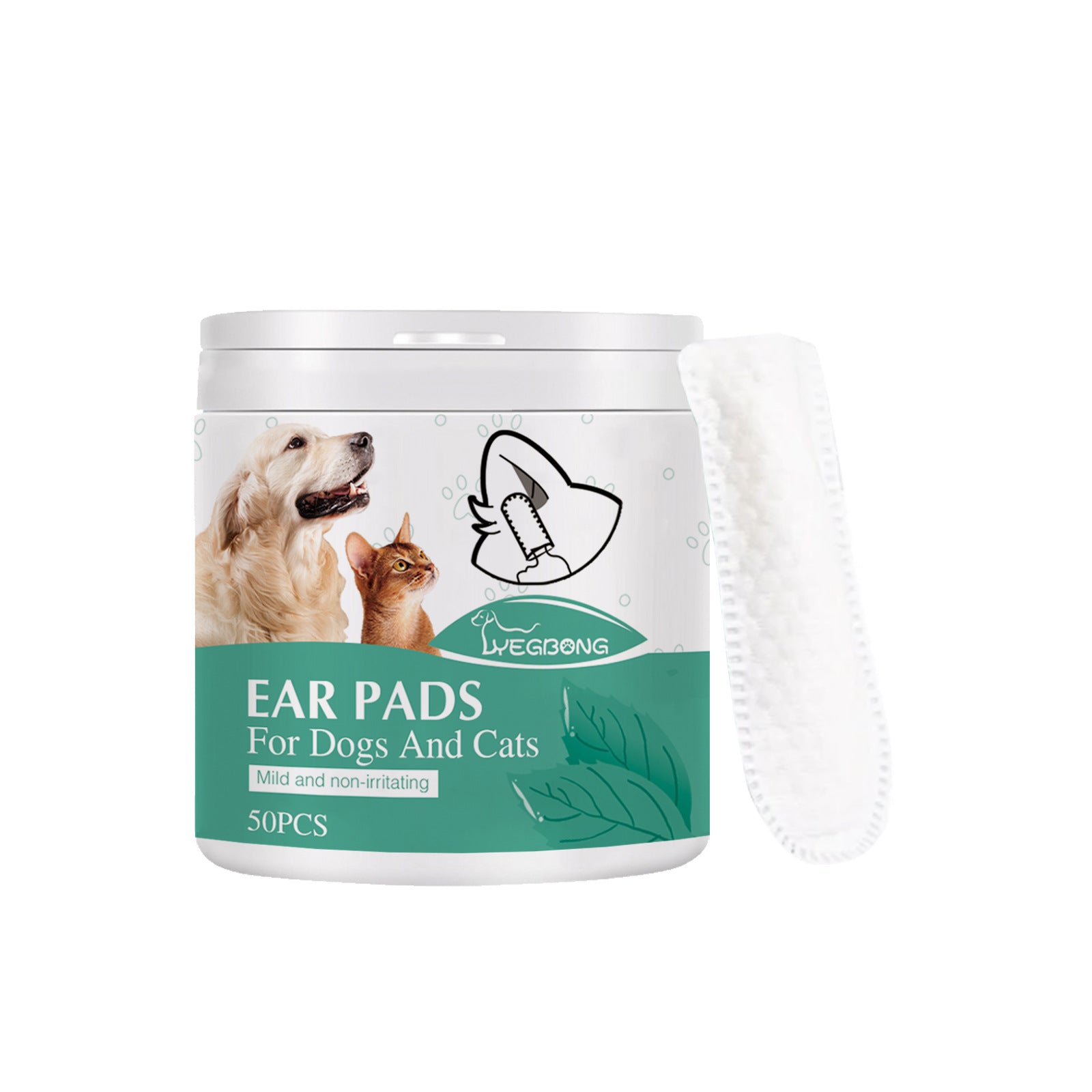 HKM-5251517 Ear Cleaning Finger Stall for Pet Care - 50 Cotton Cloth Tips for Dogs and Cats