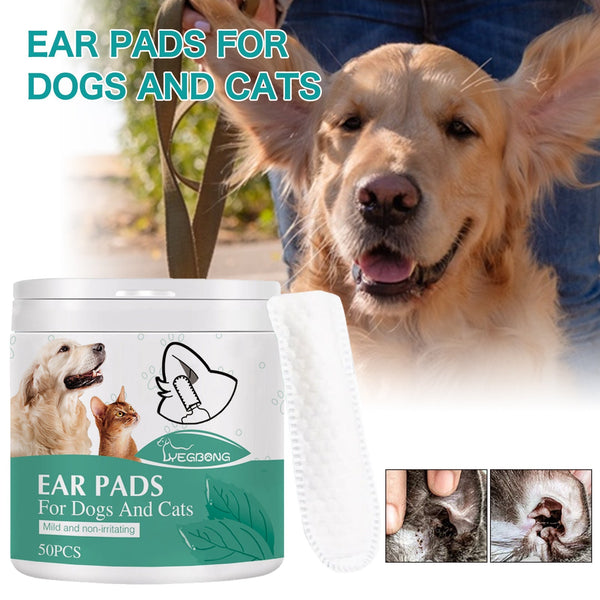 HKM-5251517 Ear Cleaning Finger Stall for Pet Care - 50 Cotton Cloth Tips for Dogs and Cats