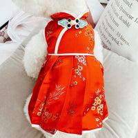 HKM-5254205 Red and Blue Cheongsam Style Pet Clothes for Dogs - Traditional Chinese Design