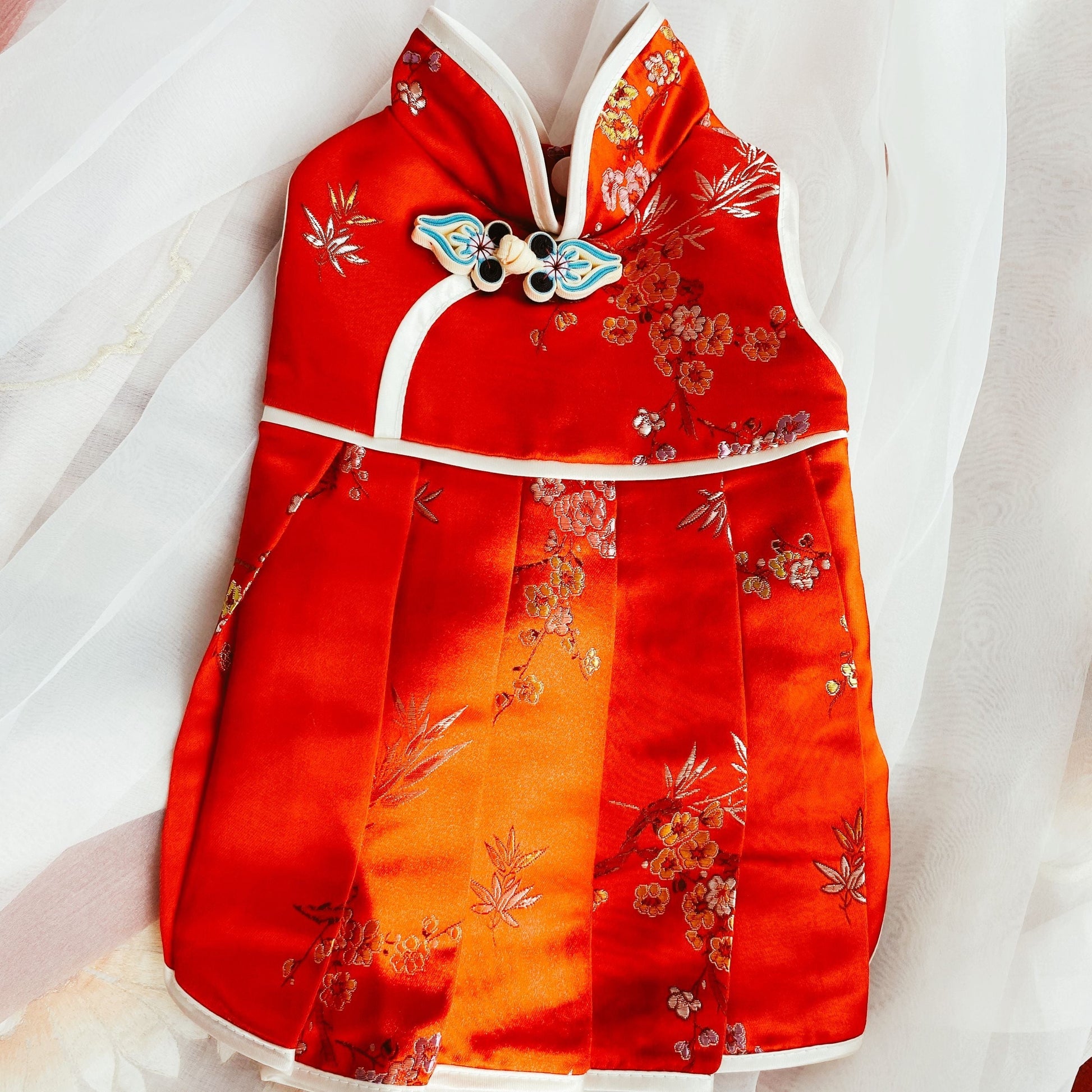 HKM-5254205 Red and Blue Cheongsam Style Pet Clothes for Dogs - Traditional Chinese Design