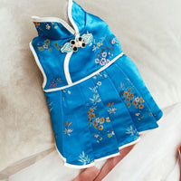 HKM-5254205 Red and Blue Cheongsam Style Pet Clothes for Dogs - Traditional Chinese Design