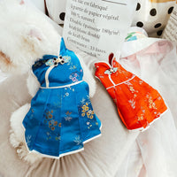 HKM-5254205 Red and Blue Cheongsam Style Pet Clothes for Dogs - Traditional Chinese Design