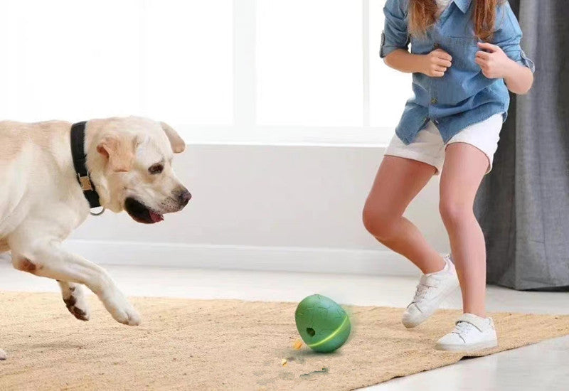 HKM-5254461 Egg Shaped Dancing Toy for Pets - Interactive Snack Dispenser with Whistle, Light and Motion