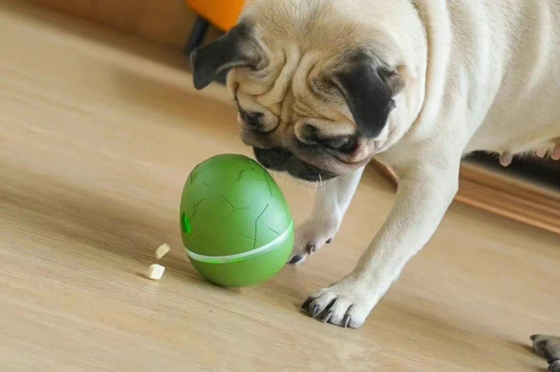HKM-5254461 Egg Shaped Dancing Toy for Pets - Interactive Snack Dispenser with Whistle, Light and Motion