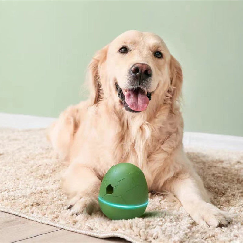 HKM-5254461 Egg Shaped Dancing Toy for Pets - Interactive Snack Dispenser with Whistle, Light and Motion