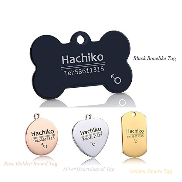 HKM-5255485 Personalized Engraved Stainless Steel Pet ID Tag - Customizable Shape and Size Options