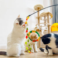 HKM-525715 Cat Teasing Stick with Bite-Resistant Knot - Colorful Wool Handle