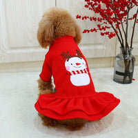 HKM-5257789 Red Christmas Princess Skirt for Dogs - Cotton Winter Apparel, Sizes XS to XL