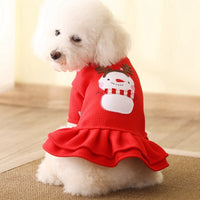 HKM-5257789 Red Christmas Princess Skirt for Dogs - Cotton Winter Apparel, Sizes XS to XL