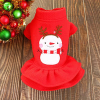 HKM-5257789 Red Christmas Princess Skirt for Dogs - Cotton Winter Apparel, Sizes XS to XL