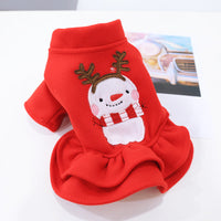HKM-5257789 Red Christmas Princess Skirt for Dogs - Cotton Winter Apparel, Sizes XS to XL